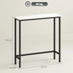 Slankt konsolbord, marmorlook-plade, 24 cm dybde