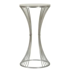 Sølvmetalbord – 40x79 cm, marmorplade