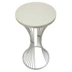 Sølvmetalbord – 40x79 cm, marmorplade