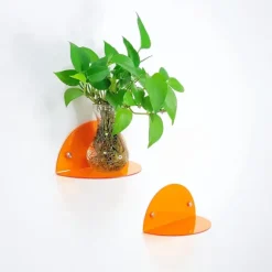 Små Akryl Hylder Værelse Indretning Flydende Hylder (2 stk, 25cm Diameter), Vægmonteret Display Stand til Planter, Legetøj, Makeup & Mere, Orange