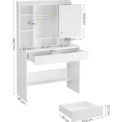 Sminkebord med LED-belysning, 3 farver, med spejl til makeup