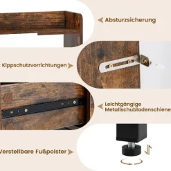 Sminkebordsæt med spejl, ladestation, opbevaring