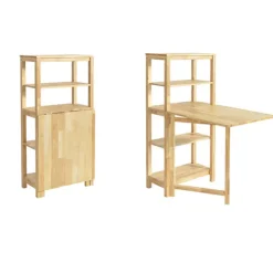 SoBuy Barbord med 4 hylder i træ 134x64x13.5cm, funktionel FWT70-N