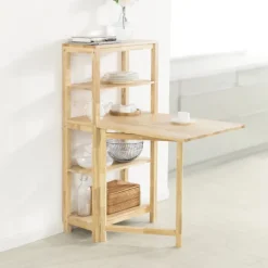 SoBuy Barbord med 4 hylder i træ 134x64x13.5cm, funktionel FWT70-N