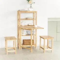 SoBuy Barbord med 4 hylder i træ 134x64x13.5cm, funktionel FWT70-N