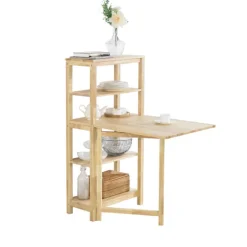 SoBuy Barbord med 4 hylder i træ 134x64x13.5cm, funktionel FWT70-N