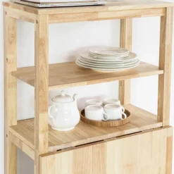 SoBuy Barbord med 4 hylder i træ 134x64x13.5cm, funktionel FWT70-N