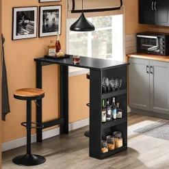SoBuy Barbord med 3 hylder i sort 112x57x106cm, moderne FWT17-II-SCH