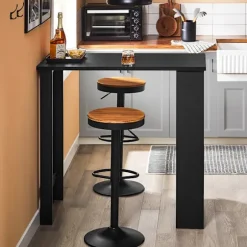SoBuy Barbord med 3 hylder i sort 112x57x106cm, moderne FWT17-II-SCH