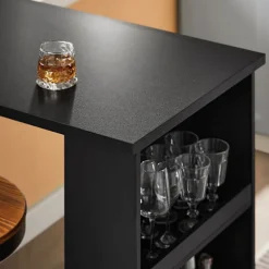 SoBuy Barbord med 3 hylder i sort 112x57x106cm, moderne FWT17-II-SCH