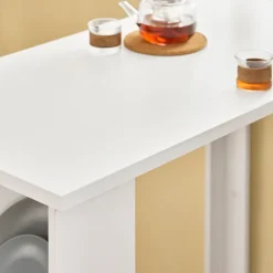 SoBuy Barbord med 3 hylder i hvid 112x57x106cm, moderne FWT17-II-W