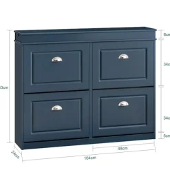 SoBuy blå skoskab med 2 skuffer 24x103.99x83.01cm, moderne FSR79-B