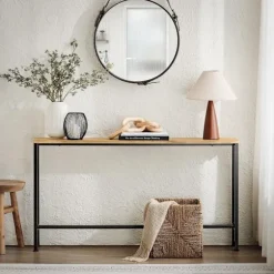 SoBuy brun entrékonsol med kan udvides 120x20x65cm, industriel FSB19-E