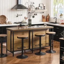 SoBuy brun køkkenø med opbevaring og multifunktionel og pladsbesparende 170x60x88.5cm, industriel