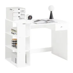 SoBuy Computerskrivebord med 1 skuffe i hvid 100x60x76cm, minimalistisk FWT35-W