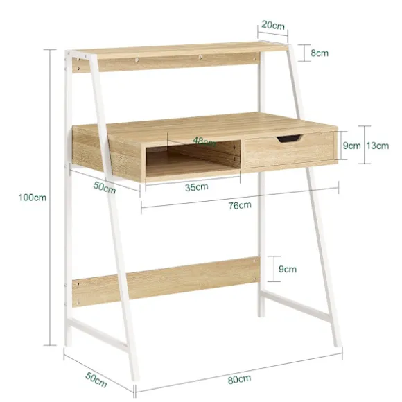 SoBuy Computerskrivebord med 1 skuffe i træ 80x50x100cm, industriel FWT63-N
