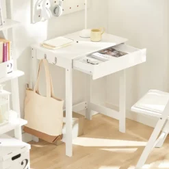 SoBuy Computerskrivebord med 1 skuffe i hvid 60x40x76cm, minimalistisk FWT43-W