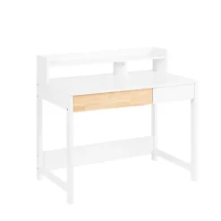 SoBuy Computerskrivebord med 2 skuffer i hvid 100x59x95cm, moderne FWT106-W
