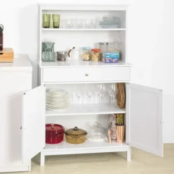 SoBuy Dekorativt konsolbord Skænk kommode Vitrineskab FSB26-W Color W90 x D40 x H148cm
