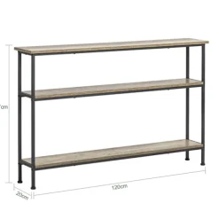 SoBuy Entré konsol med 3 hylder i sort 122x20x77cm, industriel FSB49-PZ