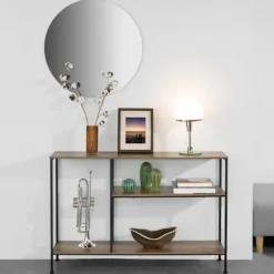 SoBuy Entré konsol med 3 hylder i mørkebrun 120x30x79.5cm, vintage FSB35-PF