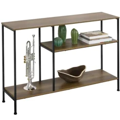 SoBuy Entré konsol med 3 hylder i mørkebrun 120x30x79.5cm, vintage FSB35-PF