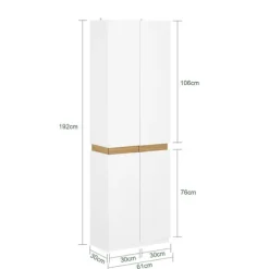 SoBuy Garderobeskab Entrégarderobe Tøjskab KSB01-W 61*30*192cm