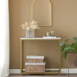 SoBuy guld entrékonsol 80x29.5x74.5cm, vintage FSB29-G