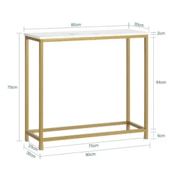 SoBuy guld entrékonsol 80x29.5x74.5cm, vintage FSB29-G