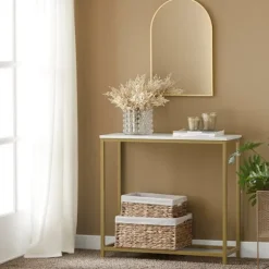 SoBuy guld entrékonsol 80x29.5x74.5cm, vintage FSB29-G