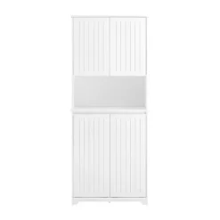 SoBuy Høj badeværelsesskab med 4 døre i hvid 70x37x170cm, funktionel BZR150-W