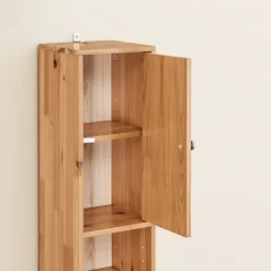 SoBuy Høj badeværelsesskab med 1 skuffe i lysebrun 20x20x180cm, funktionel BZR34-II-SH