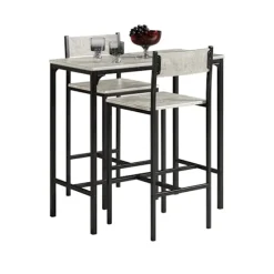 SoBuy Højt barbord med 2 barstole, Køkkenbord+2 skamler,OGT03-HG Cement