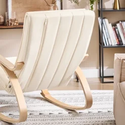 SoBuy hvid gyngestol med justerbar fodstøtte og justerbar nakkestøtte 78x65x90cm, klassisk FST16-W