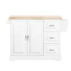 SoBuy hvid køkkenø med 3 skuffer 128x71x90.5cm, moderne FKW41-II-WN