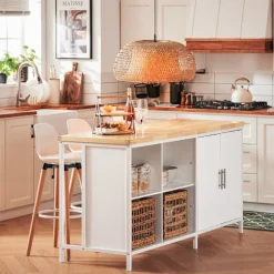 SoBuy hvid køkkenø 170x60x88.5cm, industriel KNL09-WN