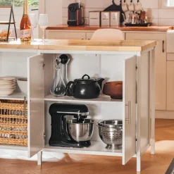 SoBuy hvid køkkenø 170x60x88.5cm, industriel KNL09-WN