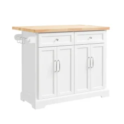 SoBuy hvid køkkenvogn med 2 skuffer 115x71x92cm, moderne FKW71-III-WN