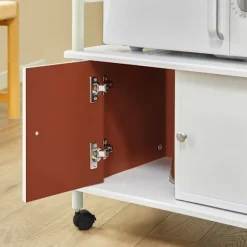 SoBuy hvid køkkenvogn med hjul 60x40x114cm, funktionel FRG12-W