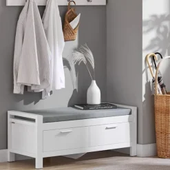 SoBuy hvid skohylde med 2 skuffer 100x40.01x40.01cm, moderne FSR74-W