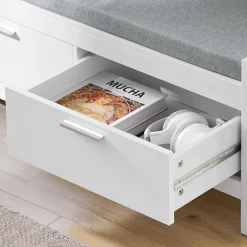 SoBuy hvid skohylde med 2 skuffer 100x40.01x40.01cm, moderne FSR74-W