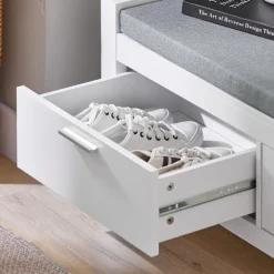 SoBuy hvid skohylde med 2 skuffer 100x40.01x40.01cm, moderne FSR74-W