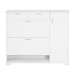 SoBuy hvid skoskab med 1 skuffe 120x26x110cm, moderne FSR104-W