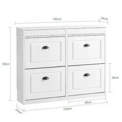 SoBuy hvid skoskab med 2 skuffer 104.5x24x85cm, moderne FSR79-WG