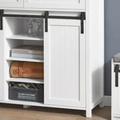 SoBuy hvid skoskab med skydedøre og buffet og skuffer 104x35x93cm, moderne FSB74-W