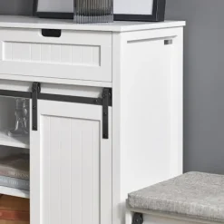 SoBuy hvid skoskab med skydedøre og buffet og skuffer 104x35x93cm, moderne FSB74-W