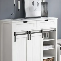 SoBuy hvid skoskab med skydedøre og buffet og skuffer 104x35x93cm, moderne FSB74-W