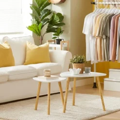 SoBuy hvid sæt med 2 sofaborde 56x55x45cm, moderne FBT74-W