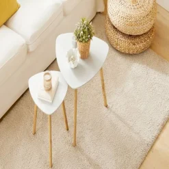 SoBuy hvid sæt med 2 sofaborde 56x55x45cm, moderne FBT74-W