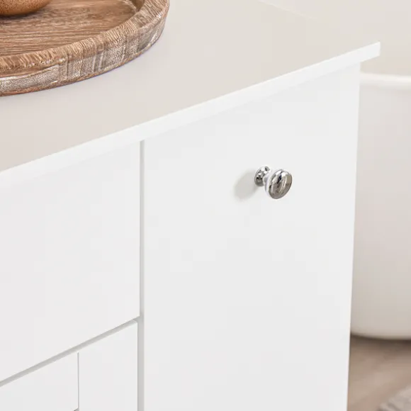 SoBuy hvidt badeværelsesskab med vasketøjskurv med 1 skuffe 78x38x90.3cm, moderne BZR214-W